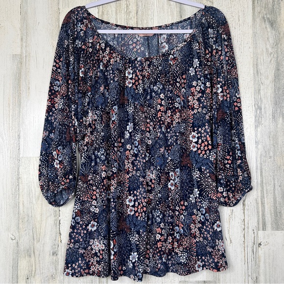 Amana Tops - Amana Women's 2X Floral 3D Art Jersey Stretch Shirt Blouse Top Keyhole Sleeve